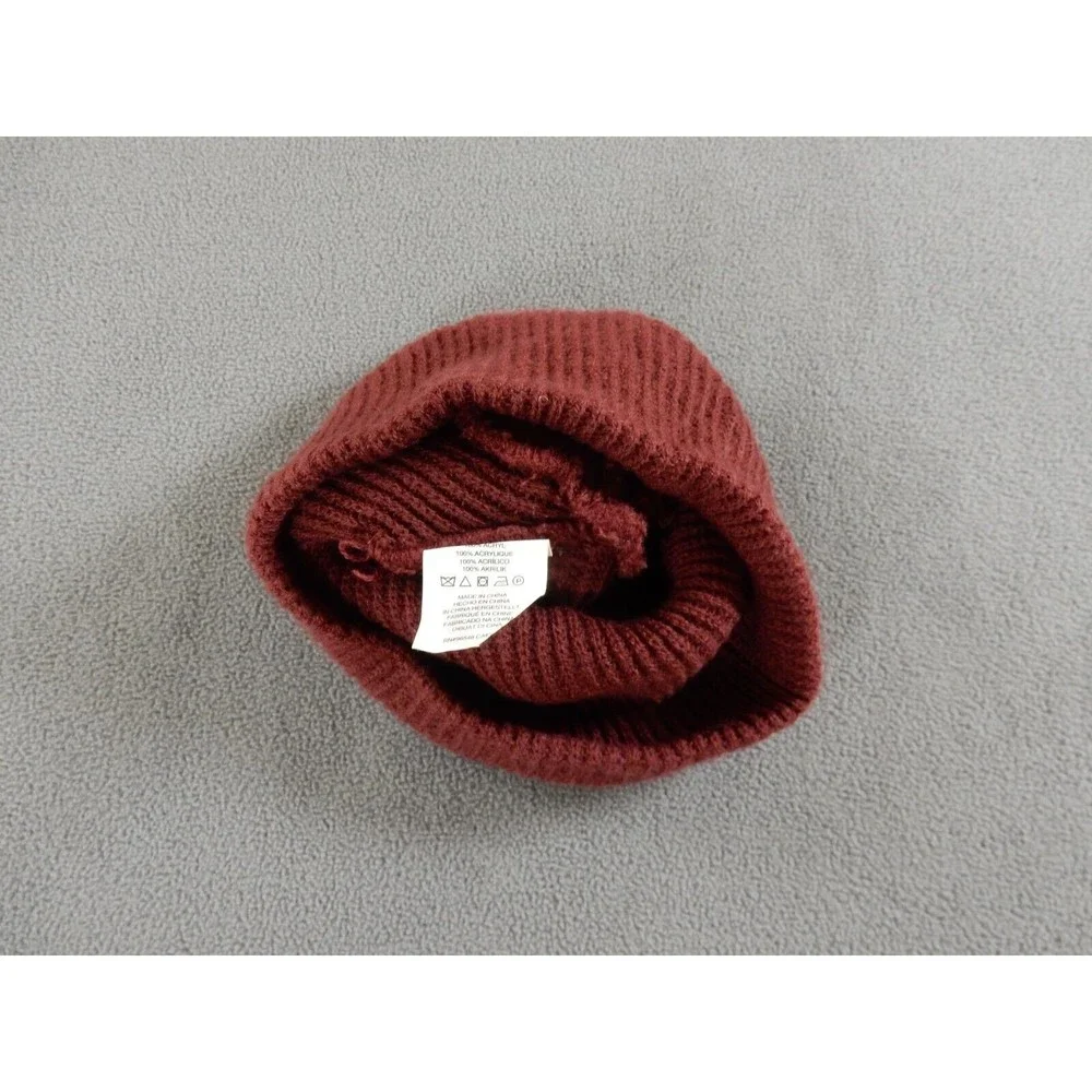 Oakley Beanie Hat Maroon Ribbed Cap Logo Winter Warm Ski Snowboard Skate - Picture 4 of 7